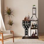 5-Tier Wine Rack with 11-Bottle Glass Holder