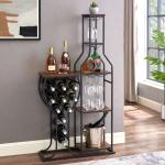 5-Tier Wine Rack with 11-Bottle Glass Holder