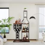 5-Tier Wine Rack with 11-Bottle Glass Holder