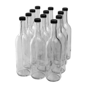 Clear Bordeaux Wine Bottles - 12 Pack