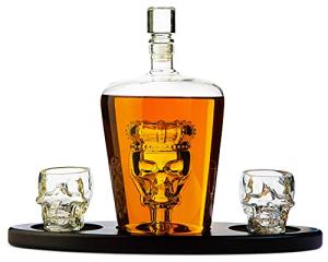 Skull Decanter Set with Shot Glasses and Base