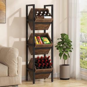 3-Tier Wooden Freestanding Wine Rack Organizer