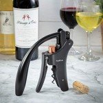 Ergonomic Manual Wine Bottle Opener - Black & Bronze
