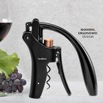 Ergonomic Manual Wine Bottle Opener - Black & Bronze