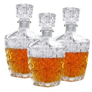 Diamond Pattern Wine Decanter Set with Lid