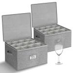 Wine Glass Storage Box with Padded Dividers