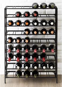 Freestanding Black Metal 9-Tier Wine Rack