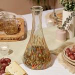 Hand Blown Colorful Wine Decanter, 50 oz