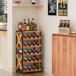 20-Bottle Freestanding Wooden Top Wine Rack