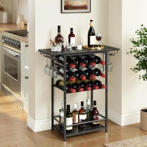 5-Tier Freestanding Wine Rack with Glass Holder