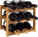 9-Bottle Wood Wine Rack – Space-Saving Design