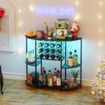 LED Wine Bar Cabinet with Glass Holder