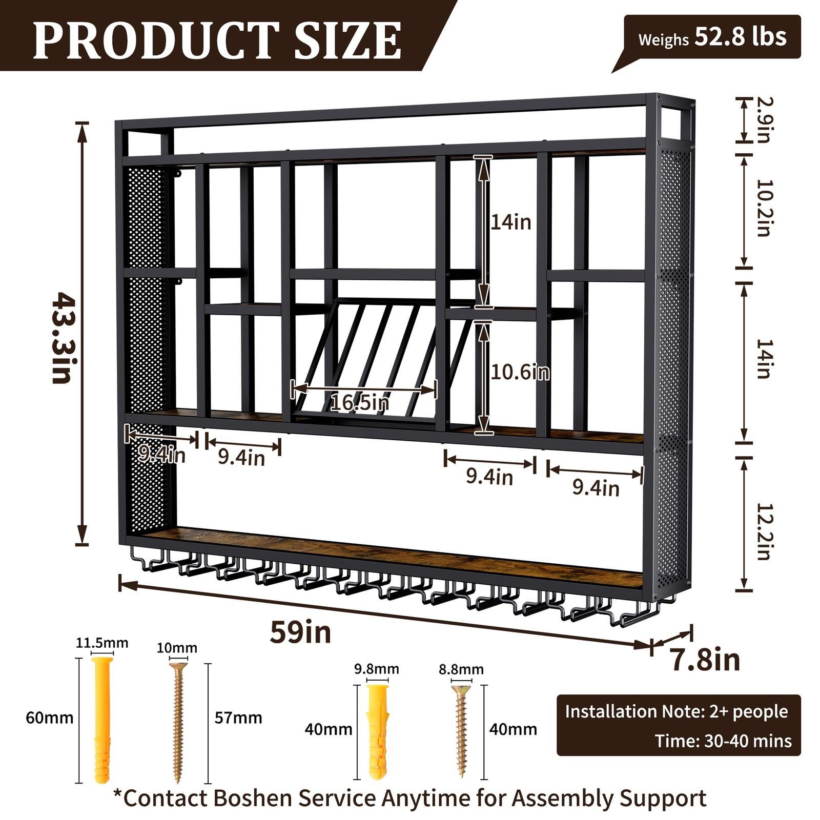 Wall Mounted Wine Rack with LED Light