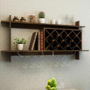 Wall Mount Wine Rack with Storage Shelf and Glass Holder