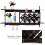 Wall Mount Wine Rack with Storage Shelf and Glass Holder
