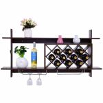 Wall Mount Wine Rack with Storage Shelf and Glass Holder