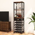 Stylish Freestanding Wine Rack with Storage Drawer