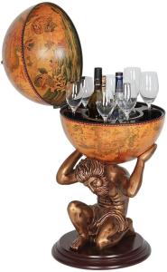 33" Globe Bar Wine Cabinet with Bottle Shelf