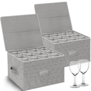 Kukikan Stackable Wine Glass Storage Box Set