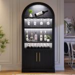 71" Tall Wine Cabinet with LED Lights & Glass Rack