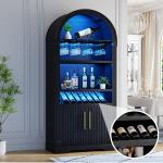 71" Tall Wine Cabinet with LED Lights & Glass Rack