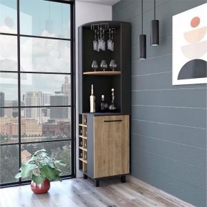 Stylish Black and Light Brown Corner Wine Rack