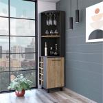 Stylish Black and Light Brown Corner Wine Rack