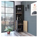 Stylish Black and Light Brown Corner Wine Rack