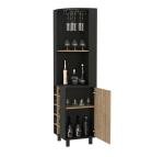Stylish Black and Light Brown Corner Wine Rack