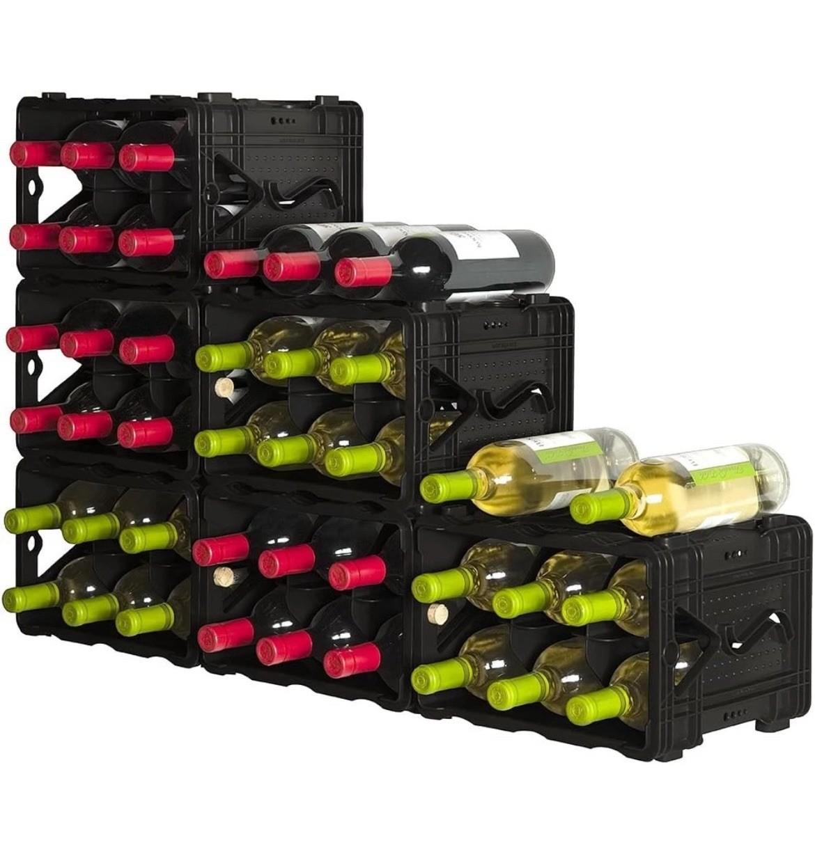 STORViNO 6 Bottle Wine Storage Crate – Black