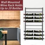 Black Wall-Mounted Wine Rack for 20 Bottles