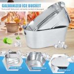 OBTANIM 4 Pack 4 Gallon Galvanized Ice Buckets Metal Champagne Drink Cooler Storage Ice Tub with Carry Handles for Beer Cocktails Wine Beverage Home Parties Bar Cooling Supplies