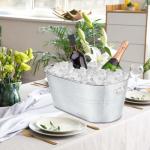 OBTANIM 4 Pack 4 Gallon Galvanized Ice Buckets Metal Champagne Drink Cooler Storage Ice Tub with Carry Handles for Beer Cocktails Wine Beverage Home Parties Bar Cooling Supplies