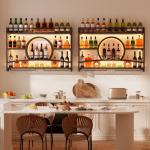 Fully Assemble Wine Rack Wall Mounted Bar Liquor Display Rack w/ Glass Holder