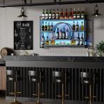 Fully Assemble Wine Rack Wall Mounted Bar Liquor Display Rack w/ Glass Holder