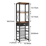 Stylish Freestanding Wine Rack with Storage Drawer