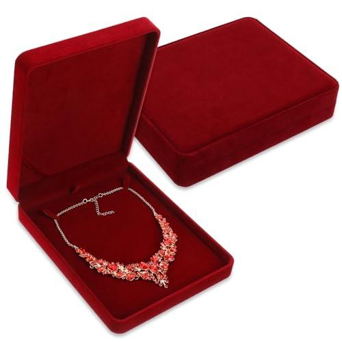 Wine Red Velvet Jewelry Box Set for Gifts