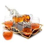 Iridescent Unicorn Decanter Set with 4 Glasses