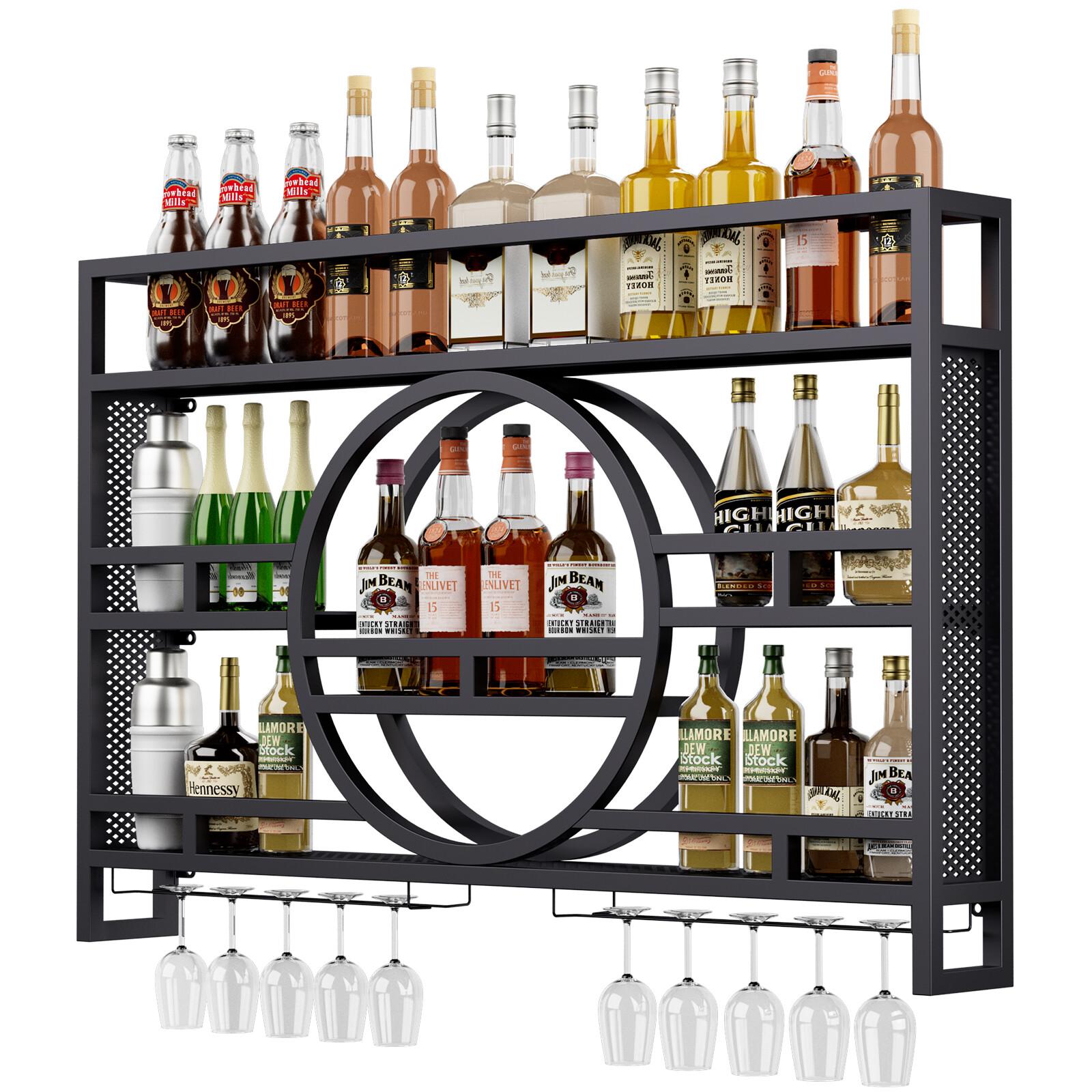 Wall-Mounted Metal Wine Bottle Storage Rack