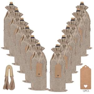 Sailup Burlap Wine Gift Bags - Set of 12