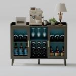 LED Wine Bar Cabinet with Storage Shelves and Rack