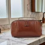 Luxury Leather Travel Toiletry Bag for Wine