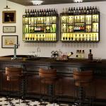 4-Tier Wall Mounted Wine Rack with LED Light