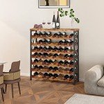 56-Bottle Wooden Freestanding Wine Rack & Shelf