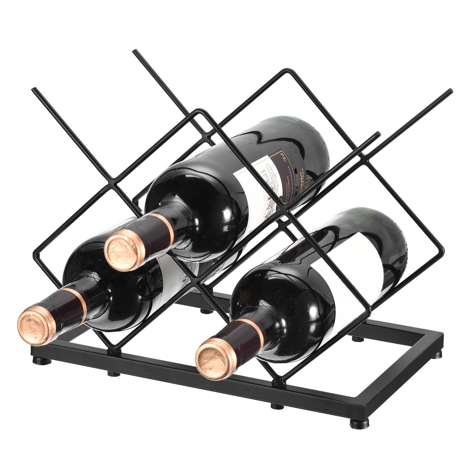 5-Bottle Black Countertop Wine Rack Holder