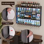 4-Tier Wall Mounted Wine Rack with LED Light