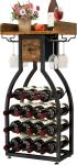 Freestanding Wine Rack for 15 Bottles and Glasses