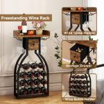 Freestanding Wine Rack for 15 Bottles and Glasses