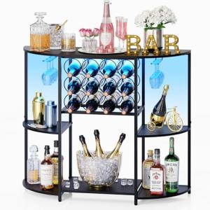 Stylish Wine Bar Cabinet with LED Lights