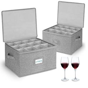 Stackable Wine Glass Storage Box - 2 Pack